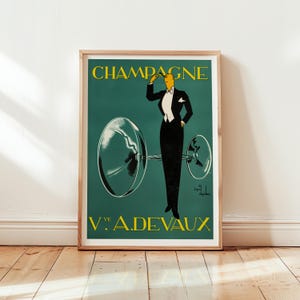 Veuve A. Devaux Champagner Poster - Paris Wandkunst - Ernst Dryden Kunstdruck - Art Deco Bar Dekor - Vintage Champagner Anzeige