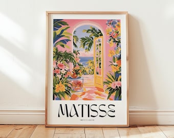 Henri Matisse Print, Colorful Mediterranean Garden Poster, Aesthetic Floral Wall Art, Vibrant Coastal Decor, Modern Art Gift Idea for Home