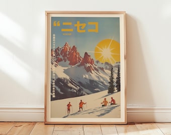 Vintage Niseko Ski Resort Poster - Japanese Winter Sport