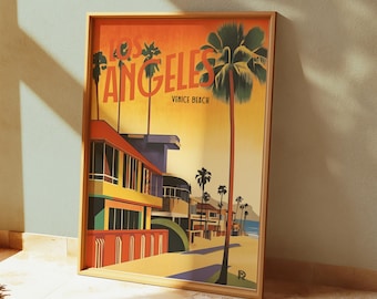 California Venice Beach-print: retro LA-poster (matte afwerking)