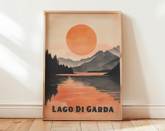 Lago di Garda Art Print - Garda Lake Sunset Poster without white border