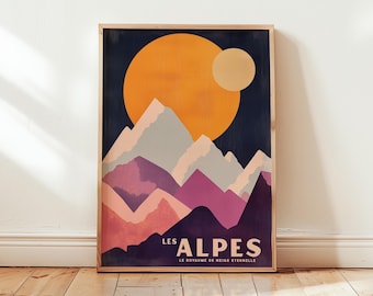 Les Alpes Ski Poster: Vintage French Alps Art (Matte Museum Paper)