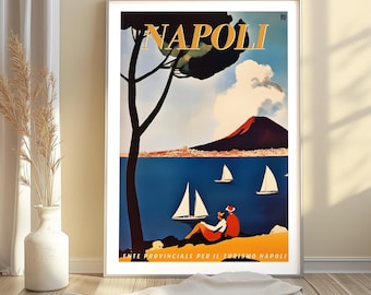 Naples Vacation Poster: Vintage Italy Travel Art (Matte Paper Print)