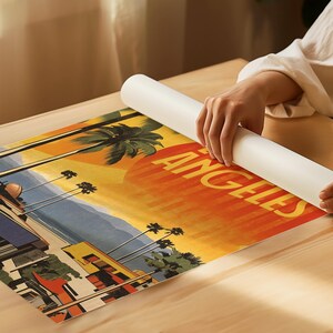 Póster del atardecer de Los Ángeles: Estilo retro vintage (papel mate de museo) imagen 4