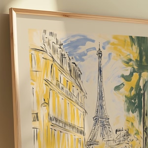 Paris Travel Poster, Vintage Eiffel Tower Art Print, 1950s French Wall Decor image 5