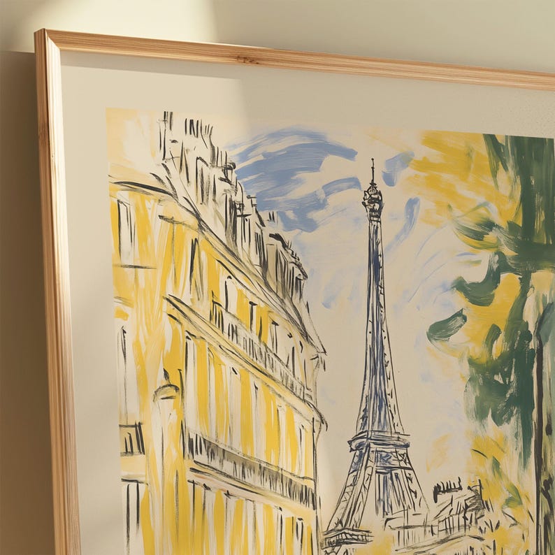 Paris Travel Poster, Vintage Eiffel Tower Art Print, 1950s French Wall Decor image 5