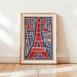 Póster abstracto de la Torre Eiffel de París, impresión parisina vintage, decoración retro de la Torre Eiffel para el hogar, arte mural francés