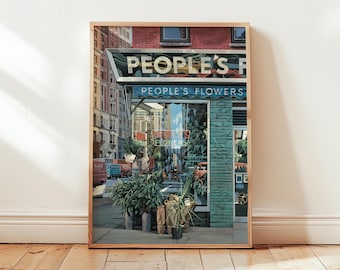 Flores del Pueblo de Richard Estes (1971) reproducción de museo - reproducción de súper alta resolución - fotorrealismo - la más alta calidad disponible