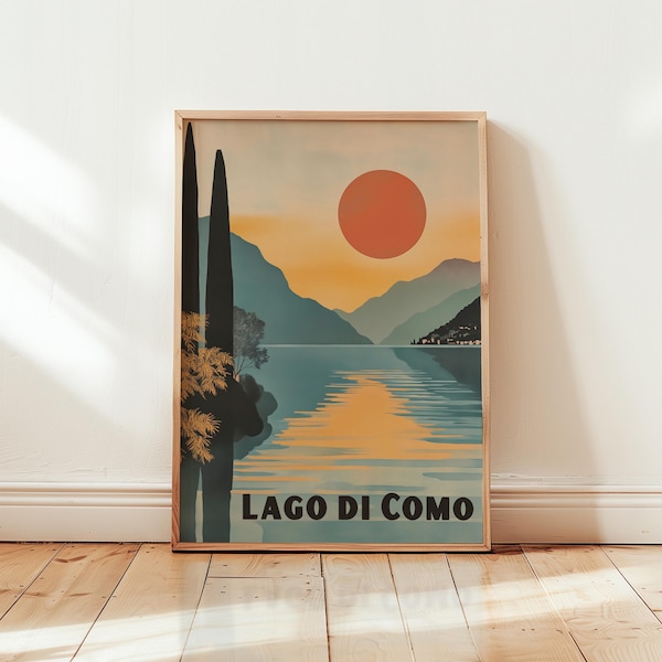 Poster vintage Lac de Côme - Peinture Lago di Como - Art abstrait italien