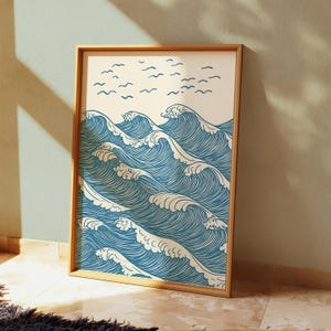 Great Waves Art Print, Japanese Wave Art Print, Hokusai-Inspired Wall Art, Vintage Japanese Print, Oceanic Rhythm