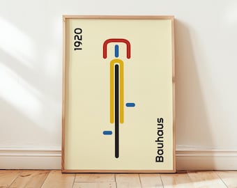 Bauhaus Bicycle Poster – Mid Century Modern Cycling Wall Art – Minimalist Retro Print