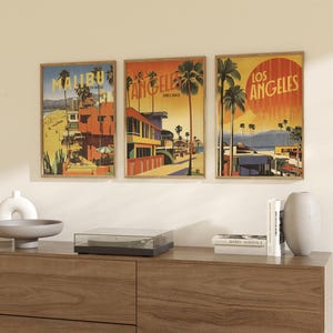 Póster del atardecer de Los Ángeles: Estilo retro vintage (papel mate de museo) imagen 2
