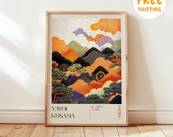 Abstract Japanese Inspired Wall Art, Yayoi Kusama Print, Unique Gift Idea, Modern Home Decor, Poster for Office or Living Room