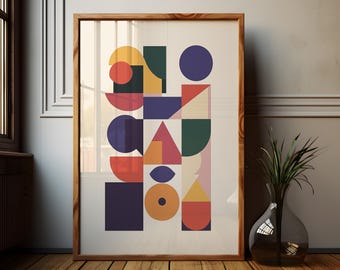 Bauhaus Block Art Print - Abstract Geometric Modern Wall Decor
