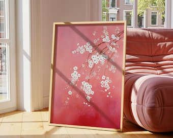 Cherry Blossom Wall Art: Japanese Sakura Print in Soft Pink Tones