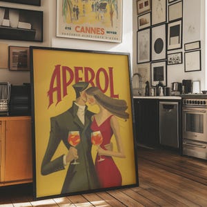Aperol Spritz Poster – Modern Vintage-Inspired Aperol Wall Art – Italian Cocktail Print for Kitchen, Bar, Dining Room or Cafe Decor