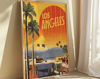 Los Angeles Sunset Poster: Vintage Retro Style (matte museum paper)