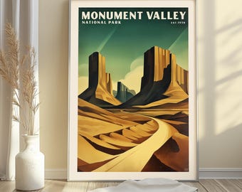Pôster vintage do Parque Nacional Monument Valley - Impressão artística cubista