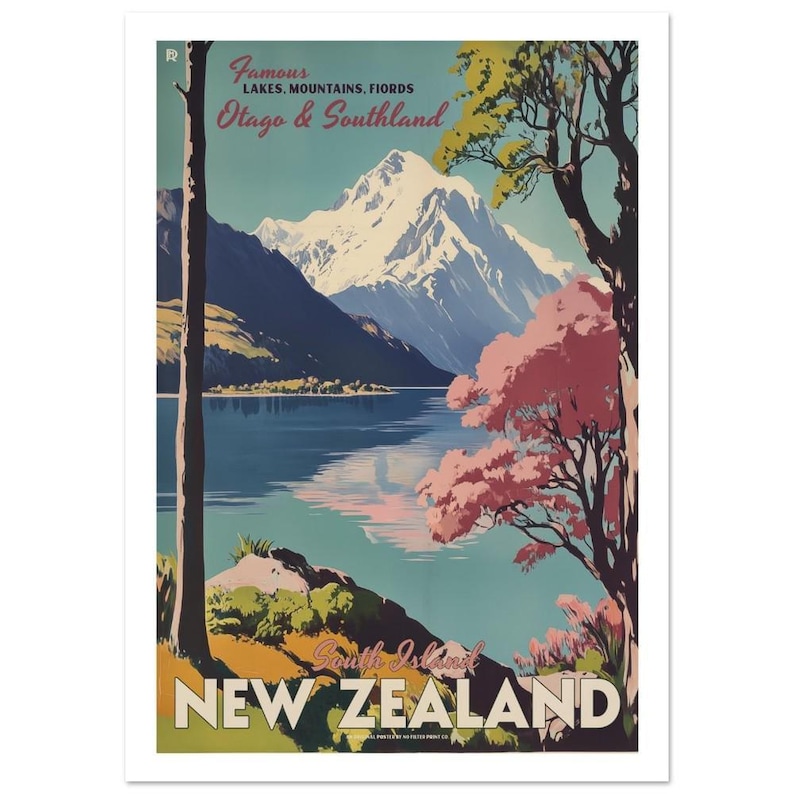Vintage poster Nieuw-Zeeland, reisposter Otago en Southland A0 (84.1 x 118.9  cm)