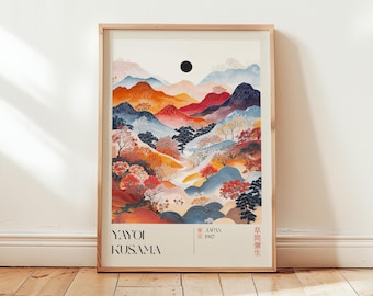 Modern Japandi Wall Art, Yayoi Kusama Inspired Poster, Minimalist Japanese Decor, Bedroom Wall Art, Abstract Home Aesthetic