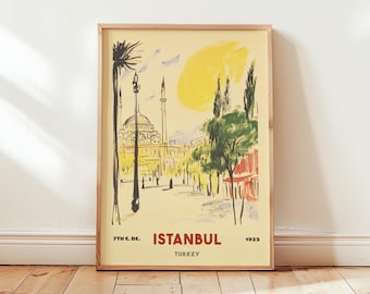 Istanbul Travel Poster Vintage Matisse Turkey Wall Art Ottoman-Inspired Decor on Matte Paper