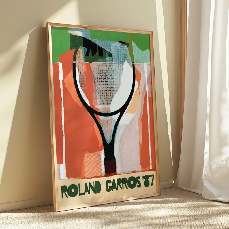 Roland Garros Poster 1987: Abstract Tennis Racket Art Print (frames ...