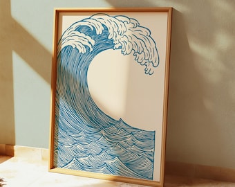 Great Waves Series Art Print, Japanese Wave Art Print, Hokusai-Inspired Wall Art, Vintage Japanese Print, Majestic Wave