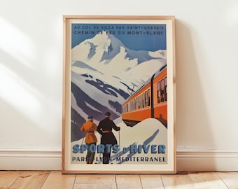 Vintage Mont-Blanc Winter Sports Poster - Les Alpes - Sports D'Hiver