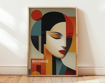 Bauhaus Geisha Art Print – Mid Century Modern Japan-Inspired Wall Decor