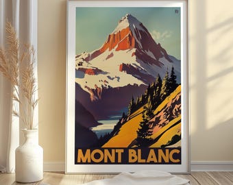 Mont Blanc Mountain Print: Vintage Alpine Travel Art (Matte Paper)