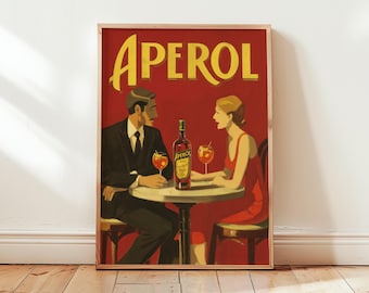 Aperol Spritz Retro Poster: Vintage Bar Art Print, Italian Cocktail Wall Decor