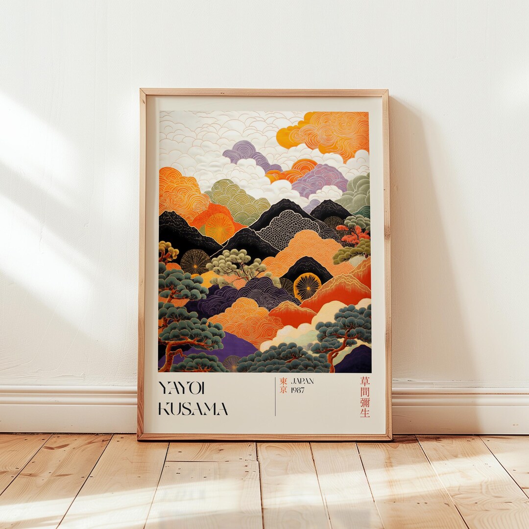 Abstract Japanese Inspired Wall Art, Yayoi Kusama Print, Unique Gift