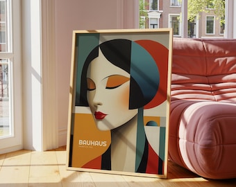 Bauhaus Geisha Print – Mid Century Modern Japanese Wall Art