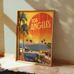 Póster del atardecer de Los Ángeles: Estilo retro vintage (papel mate de museo) imagen 6