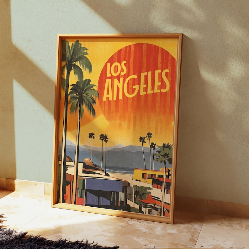 Póster del atardecer de Los Ángeles: Estilo retro vintage (papel mate de museo) imagen 6