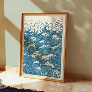 Great Waves Series Art Print, Japanese Wave Art Print, Hokusai-Inspired Wall Art, Vintage Japanese Print, Rolling Riptide