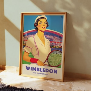 Wimbledon 1930 Championships Print, Tennis Wall Art, Vintage Tennis Poster, Sports Home Décor, Tennis Fan Gift