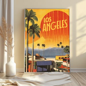 Póster del atardecer de Los Ángeles: Estilo retro vintage (papel mate de museo) imagen 9