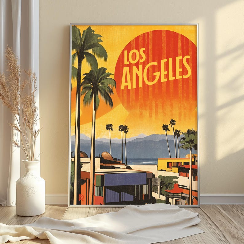 Póster del atardecer de Los Ángeles: Estilo retro vintage (papel mate de museo) imagen 9