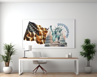 American Flag & Statue of Liberty Art: Patriotic Office Decor