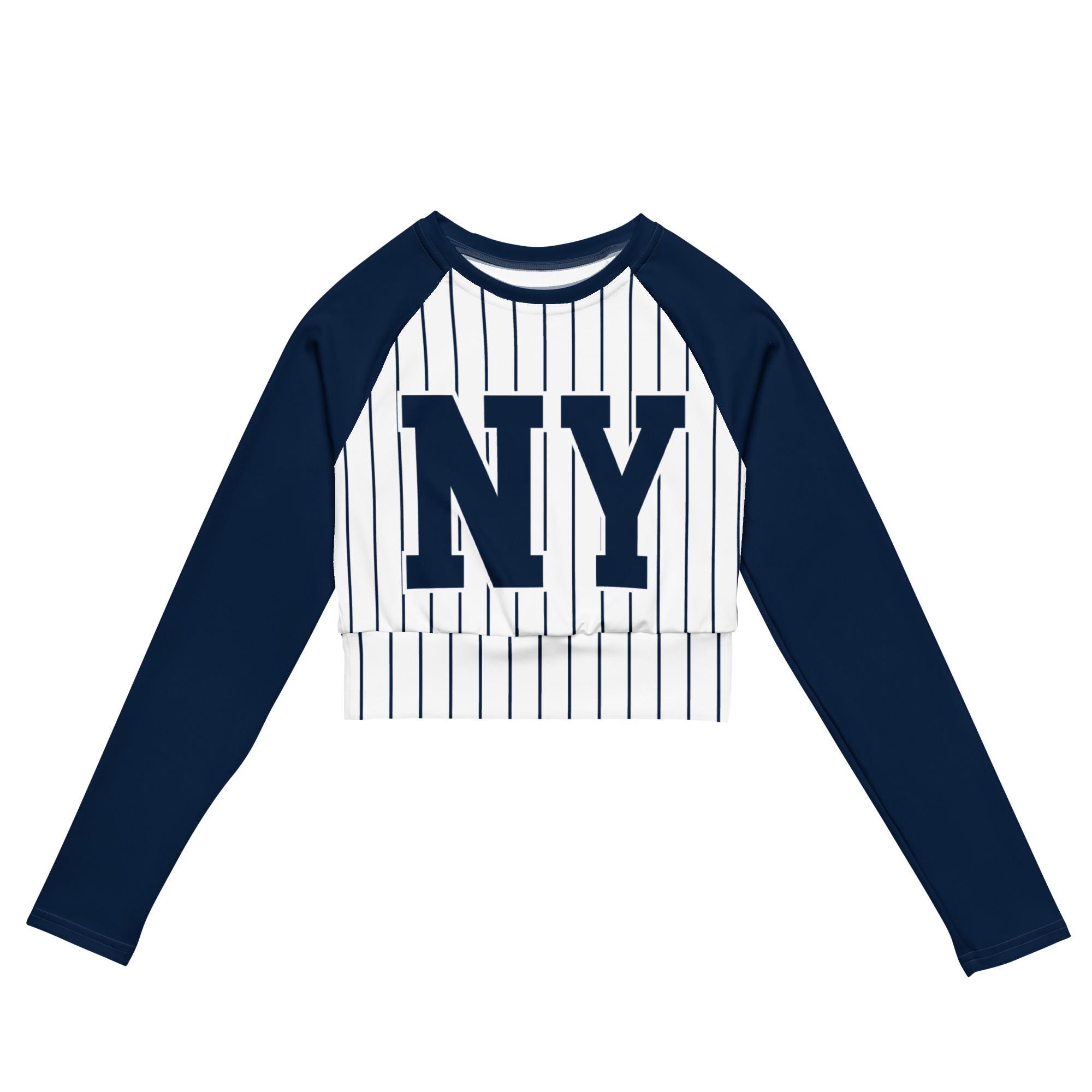 New York Baseball Swim Top, Rash Guard, Athletic Top, Long Sleeve Crop ...