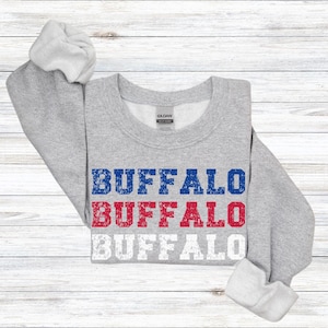 Buffalo 3X, chemise de football universitaire, chemise de jour de match de football Buffalo style vintage en détresse, cadeau pour fan de Buffalo