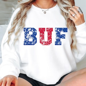 Sweat-shirt de football Buffalo effet vieilli, maillot de football Buffalo, chemise le jour du match, cadeau pour fan de Buffalo, sweat-shirt des éliminatoires
