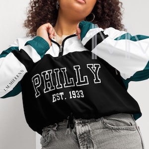 Philadelphia Football Cropped Windbreaker, Lätt fotbollsjacka, Vattentålig matchjacka, Tailgate-outfit, Fotbollsfan