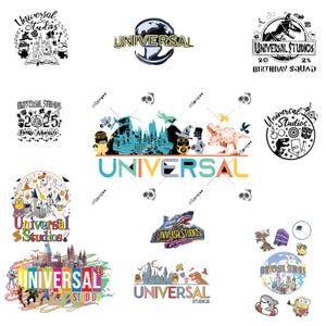 12 PNG de Universal Studio para camisetas, Sublimación de vacaciones de Universal Studio 2025 para niños, Paquete SVG de viaje de Universal Studio, Descarga digital