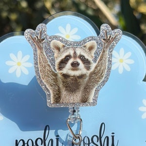 Funny raccoon Badge Reel | Badge Reel | Medical ID Badge | Nurse Badge Reel Funny | Funny Badge Holder | Funny Gift | Trying My Best |