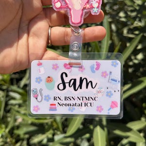 NICU Nurse Badge Name Tag/ NICU ICU Badge Buddy/ Badge Reel Name Card/ Badge Back/ Custom Nurse Gift/ laminated badge back / Pediatric badge