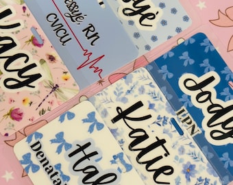 Custom Nurse Badge Name Tag/ Badge Buddy/ Badge Reel Name Card/ Badge Back/ Custom Nurse Gift/ laminated badge back