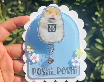 Scared hamster badgeReel | Badge Reel meme | Medical ID Badge | Nurse Badge Reel | Funny Badge Holder | funny hamster | x-ray badge reel