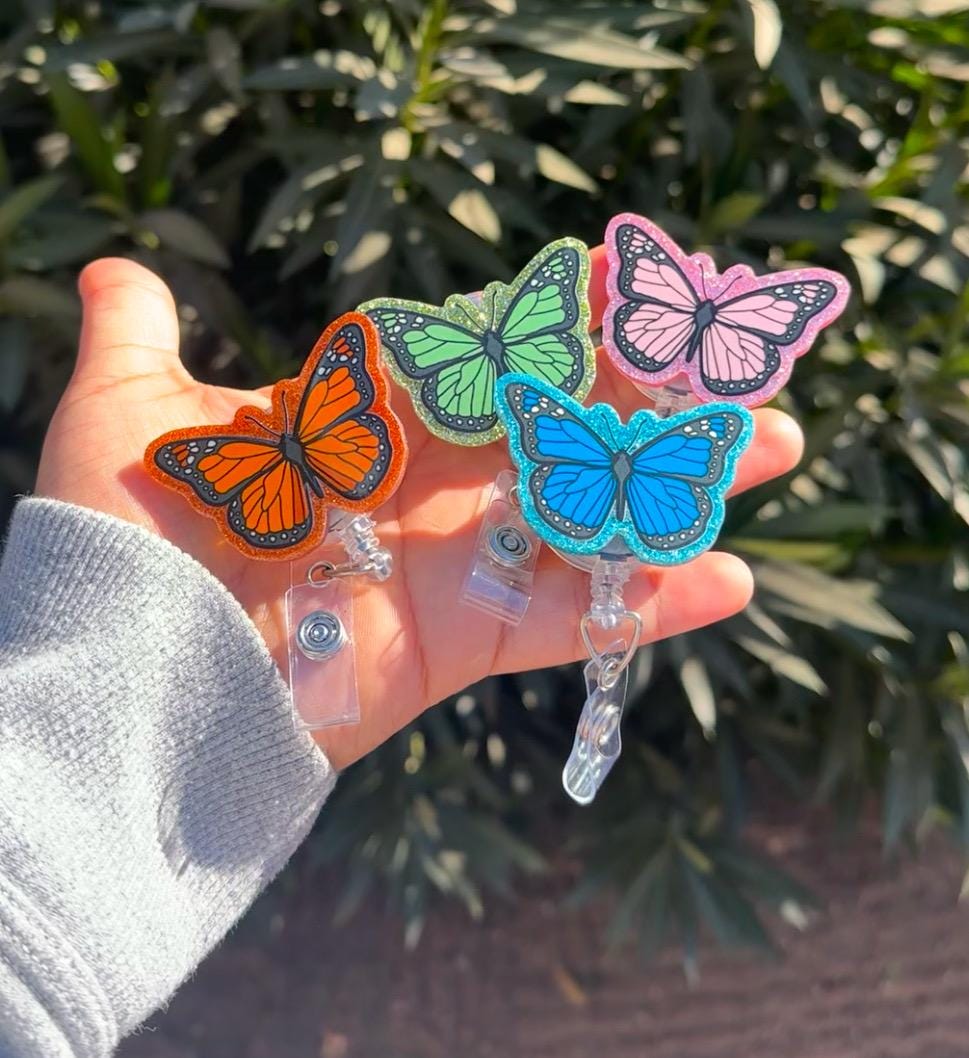 Butterfly badge reel | Nurse Badge Holder | Teacher ID Card Holder| retractable badge reel| summer badge reel